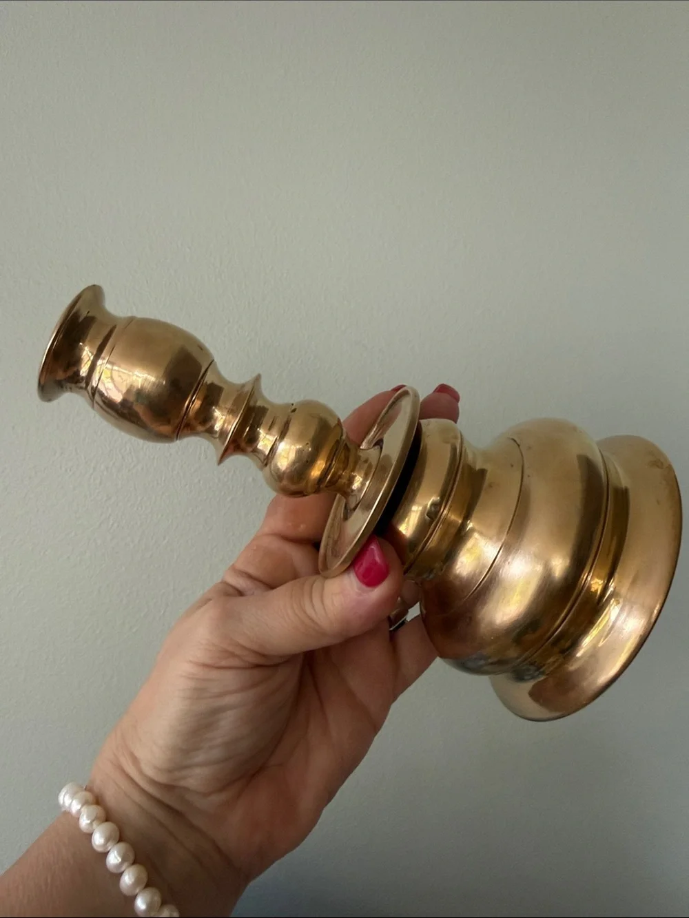Vintage Solid Brass Tiered Baluster Stem Candlestick Holder 7”